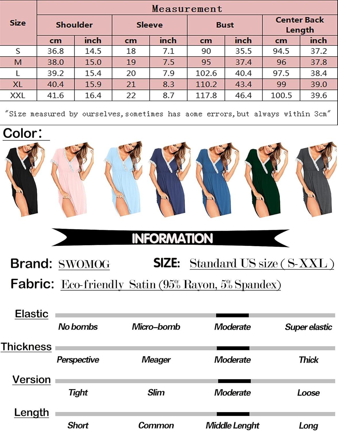 imageSWOMOG Women 3 in 1 DeliveryLaborNursing Nightgown Short Sleeve Pleated Maternity Sleepwear for BreastfeedingShort Sleeve Deep Grey