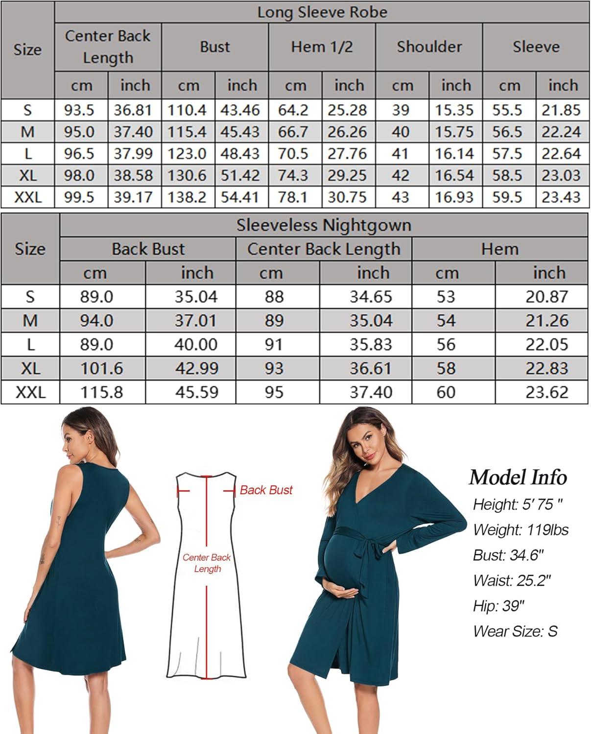 imageSWOMOG Women Maternity Nursing Gown and Robe Set 3 in 1 Labor Delivery Nursing Nightgown for Breastfeeding Hospital BathrobeBlue Green