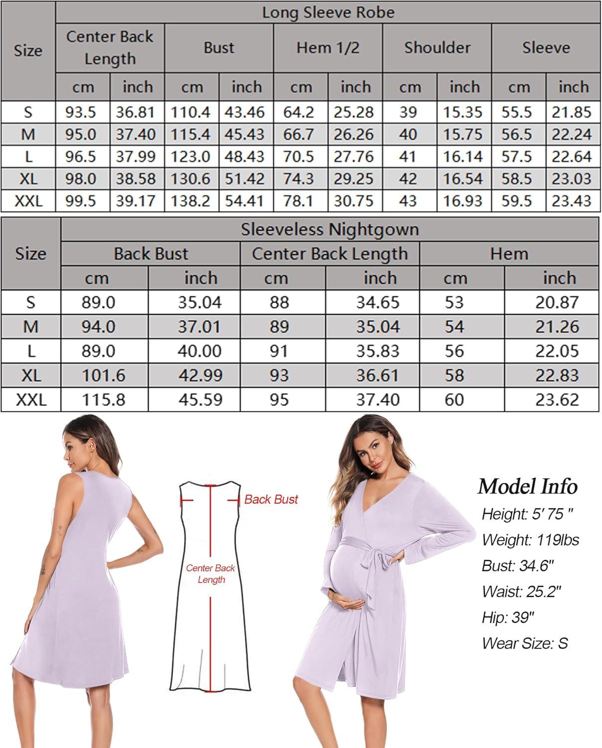 imageSWOMOG Women Maternity Nursing Gown and Robe Set 3 in 1 Labor Delivery Nursing Nightgown for Breastfeeding Hospital BathrobeLilac
