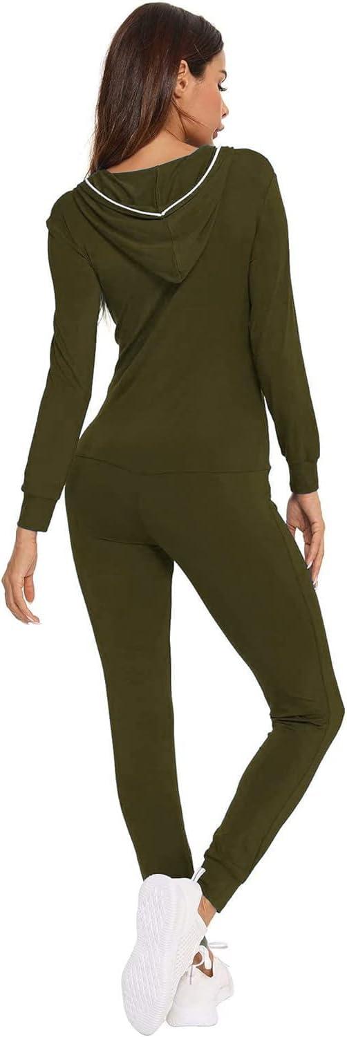 imageSWOMOG Womens Pajamas Jumpsuits Zipup Hoodie Union Jumpsuit Romper Long Sleeve Sexy Onesie Bodysuits One Piece SleepwearArmy Green