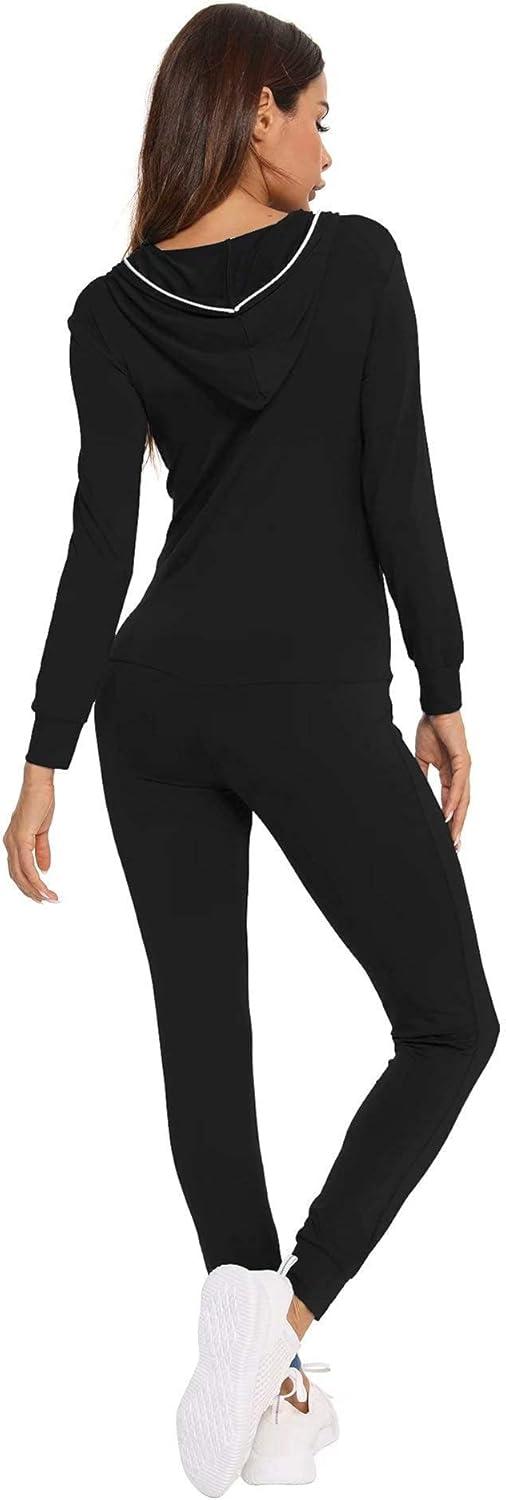 imageSWOMOG Womens Pajamas Jumpsuits Zipup Hoodie Union Jumpsuit Romper Long Sleeve Sexy Onesie Bodysuits One Piece SleepwearBlack