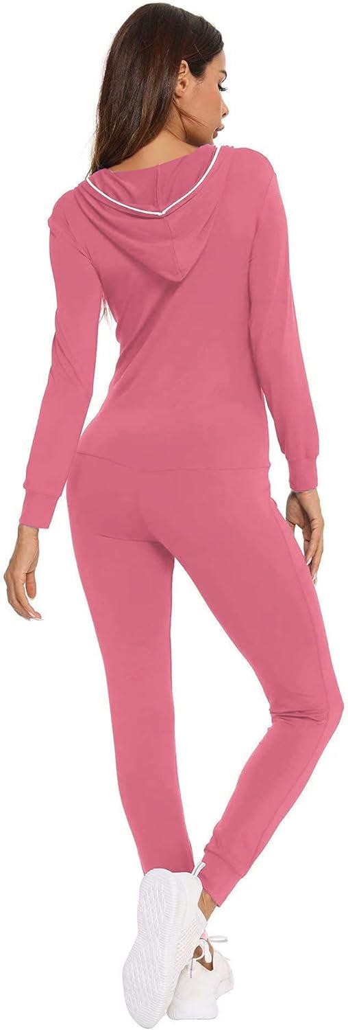 imageSWOMOG Womens Pajamas Jumpsuits Zipup Hoodie Union Jumpsuit Romper Long Sleeve Sexy Onesie Bodysuits One Piece SleepwearCoral