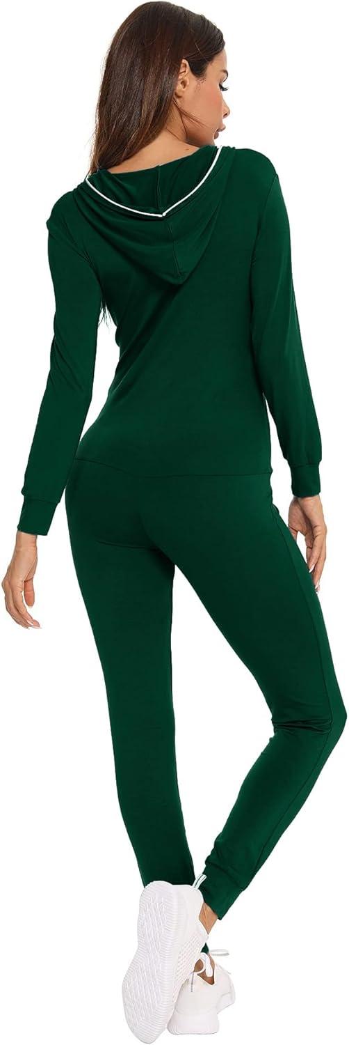 imageSWOMOG Womens Pajamas Jumpsuits Zipup Hoodie Union Jumpsuit Romper Long Sleeve Sexy Onesie Bodysuits One Piece SleepwearGreen