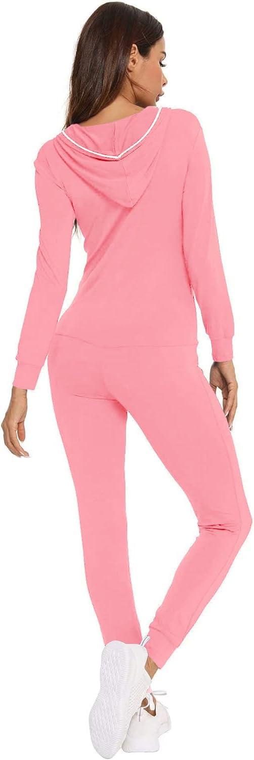 imageSWOMOG Womens Pajamas Jumpsuits Zipup Hoodie Union Jumpsuit Romper Long Sleeve Sexy Onesie Bodysuits One Piece SleepwearPeach Pink