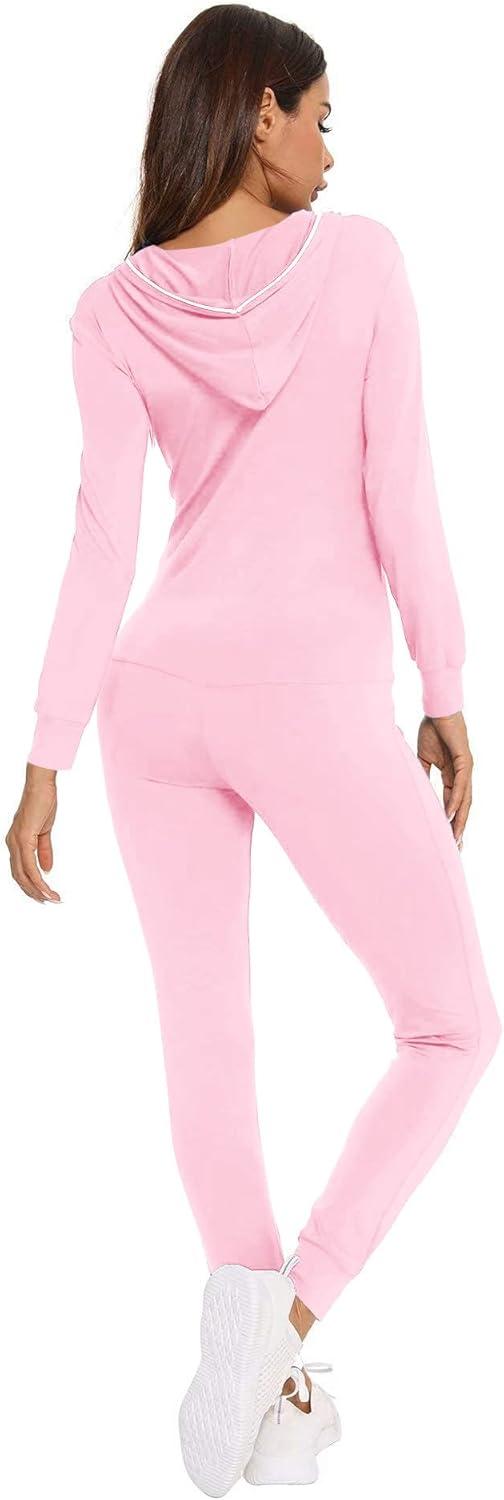 imageSWOMOG Womens Pajamas Jumpsuits Zipup Hoodie Union Jumpsuit Romper Long Sleeve Sexy Onesie Bodysuits One Piece SleepwearPink
