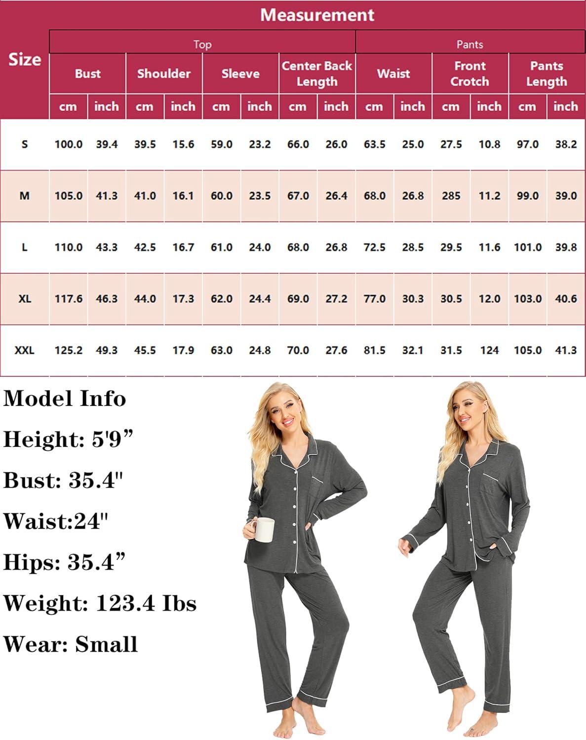 imageSWOMOG Womens Pajamas Set Long Sleeve Sleepwear Button Down Nightwear Soft Cotton Pj Lounge SetsDeep Grey
