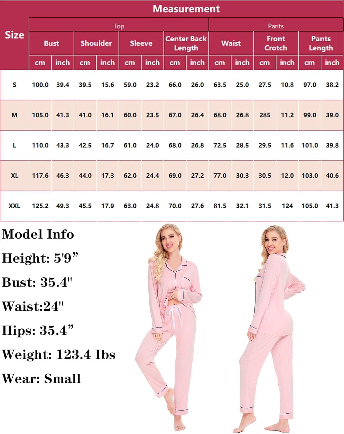 imageSWOMOG Womens Pajamas Set Long Sleeve Sleepwear Button Down Nightwear Soft Cotton Pj Lounge SetsPink