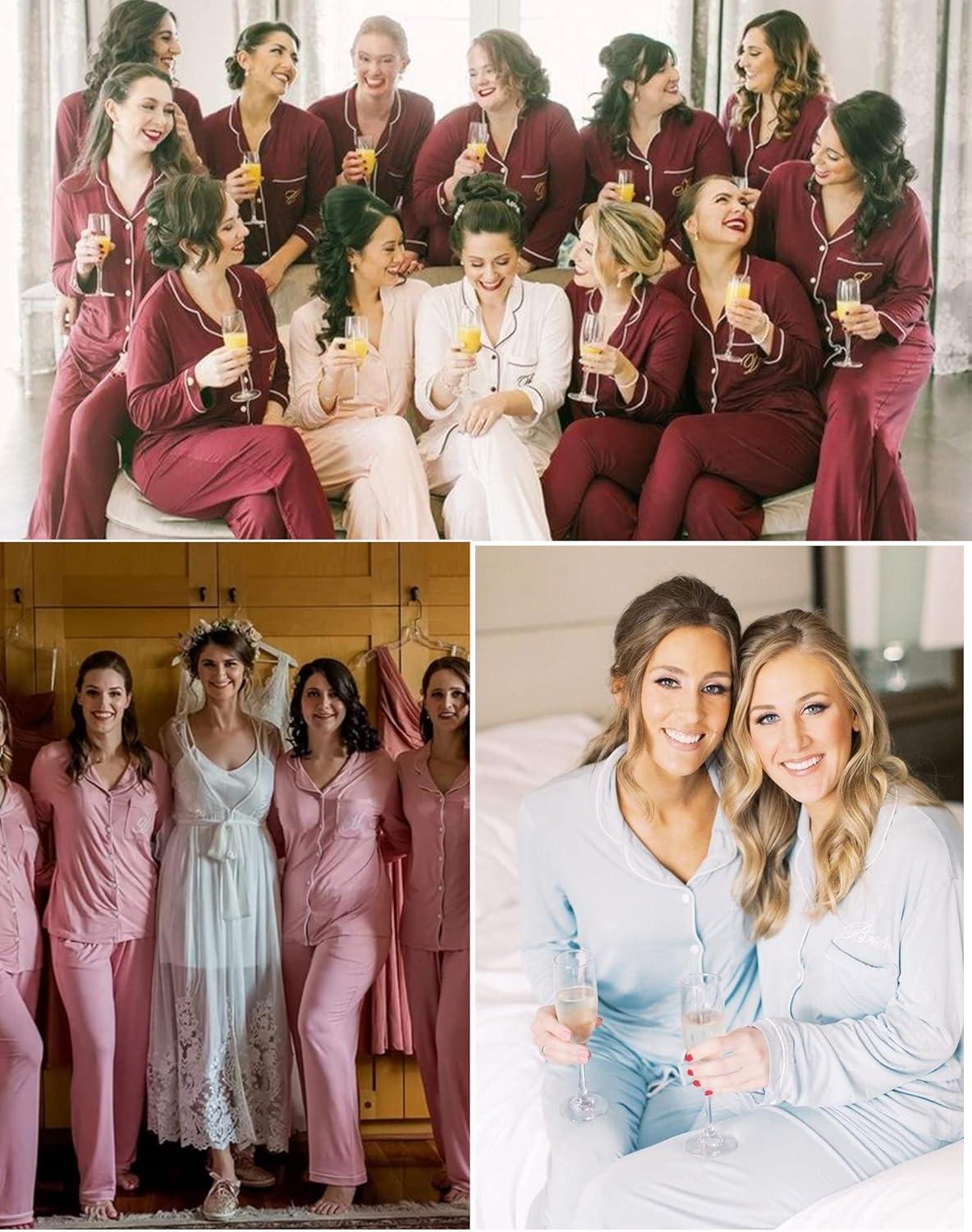 imageSWOMOG Womens Pajamas Set Long Sleeve Sleepwear Button Down Nightwear Soft Cotton Pj Lounge SetsWine Red