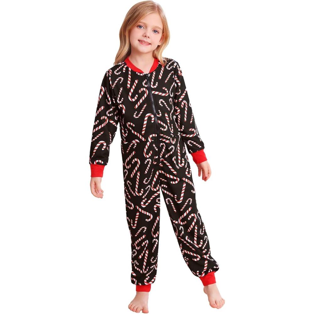 imageSWOMOG Kids Pajamas Sets Girls Boys Long Sleeve Sleepwear 2 Piece Lounge Sets Modal Button Down Pjs Set for 413 YearsCcandy Canejumpsuit