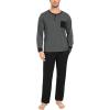 imageSWOMOG Mens Pajamas Set Long Sleeve Mens Sleepwear Pj Sets Henley Shirts and Pants Soft 2 Pcs Lounge Sets with PocketsMedium Grey