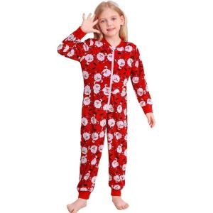 SWOMOG Kids Pajamas Sets Girls Boys Long Sleeve Sleepwear 2 Piece Lounge Sets Modal Button Down Pjs Set for 4-13 Years(C-santa Squad（jumpsuit）)
