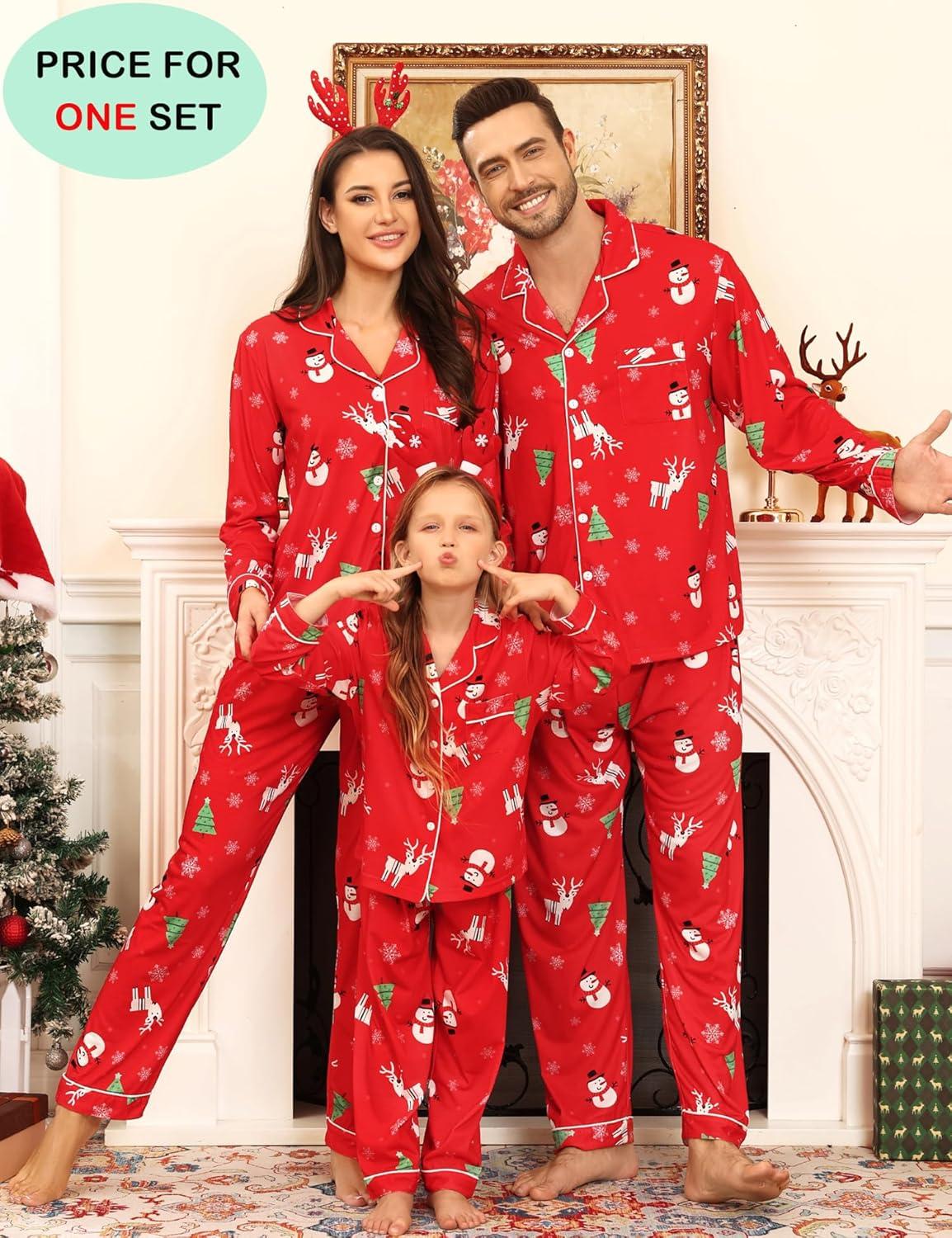 imageSWOMOG Family Christmas Pajamas Set Women amp Men Long Sleeve Pj Set Party Sleepwear ButtonDown Loungewear SetRed Christmas Pattern