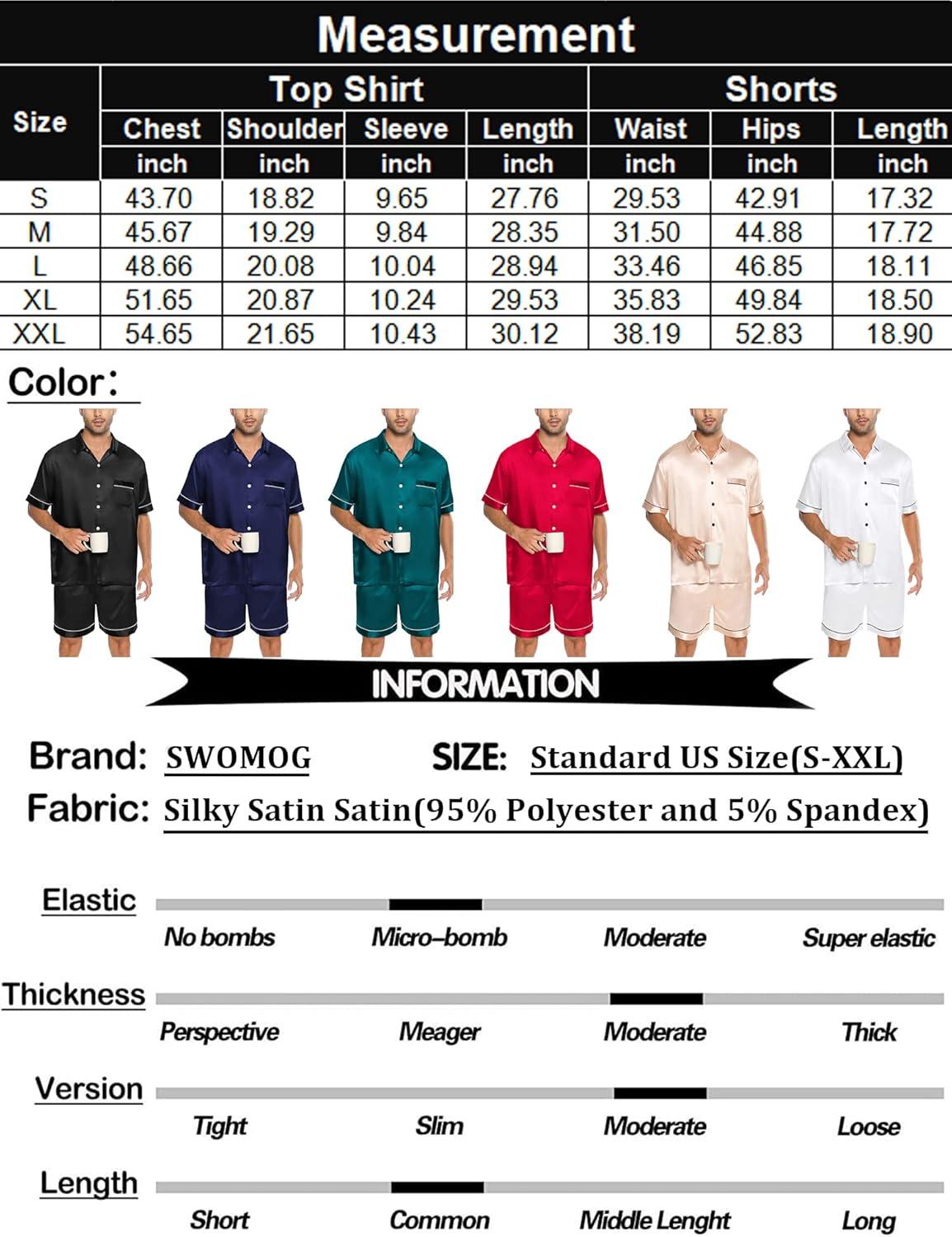 imageSWOMOG Men Silk Satin Pajamas Short Sleeve Pjs Set Button Down Sleepwear Soft Lounge Set Nightwear with PocketsNavy Blue
