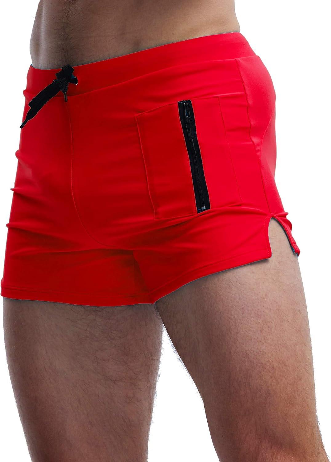 imageSWOMOG Mens Swimming Trunks Swimwear Boxer Brief Fitness Shorts Swim Underwear with Pocket
