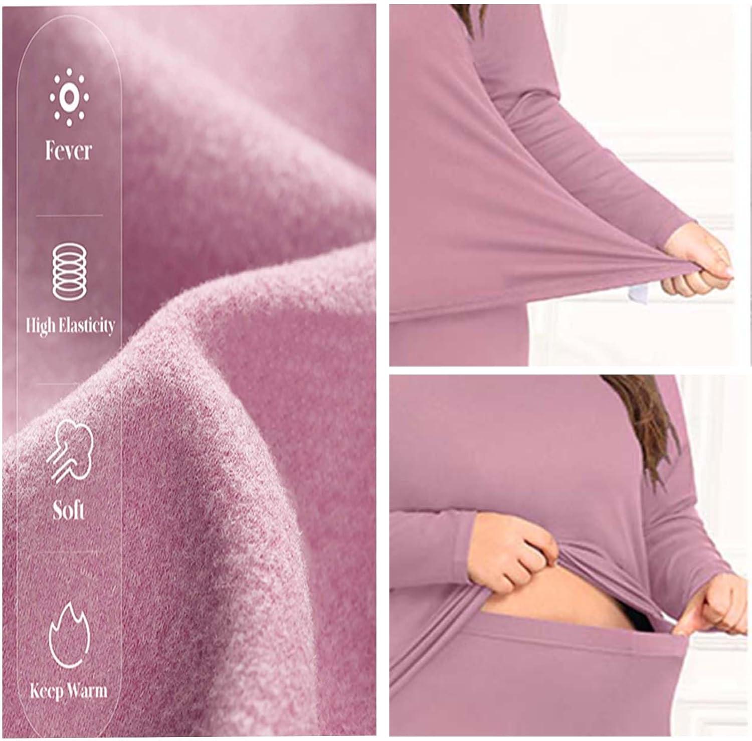 imageSWOMOG Plus Size Thermal Underwear Sets for Women Long Johns Base Layer Set 2 Pcs Underwear Top amp Bottom Pajama SetTar
