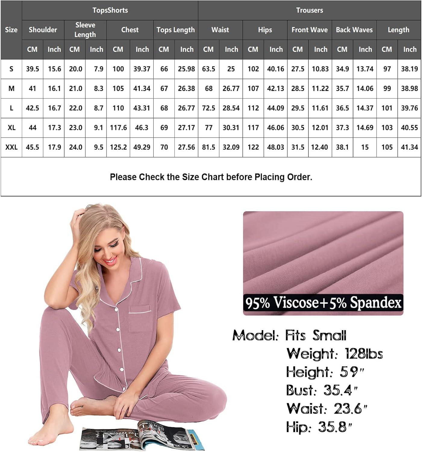 imageSWOMOG Women Pajama Sets TwoPiece Nightwear Short Sleeve Sleepwear Button Down Pj Lounge Sets with Long PantsTaro Purple