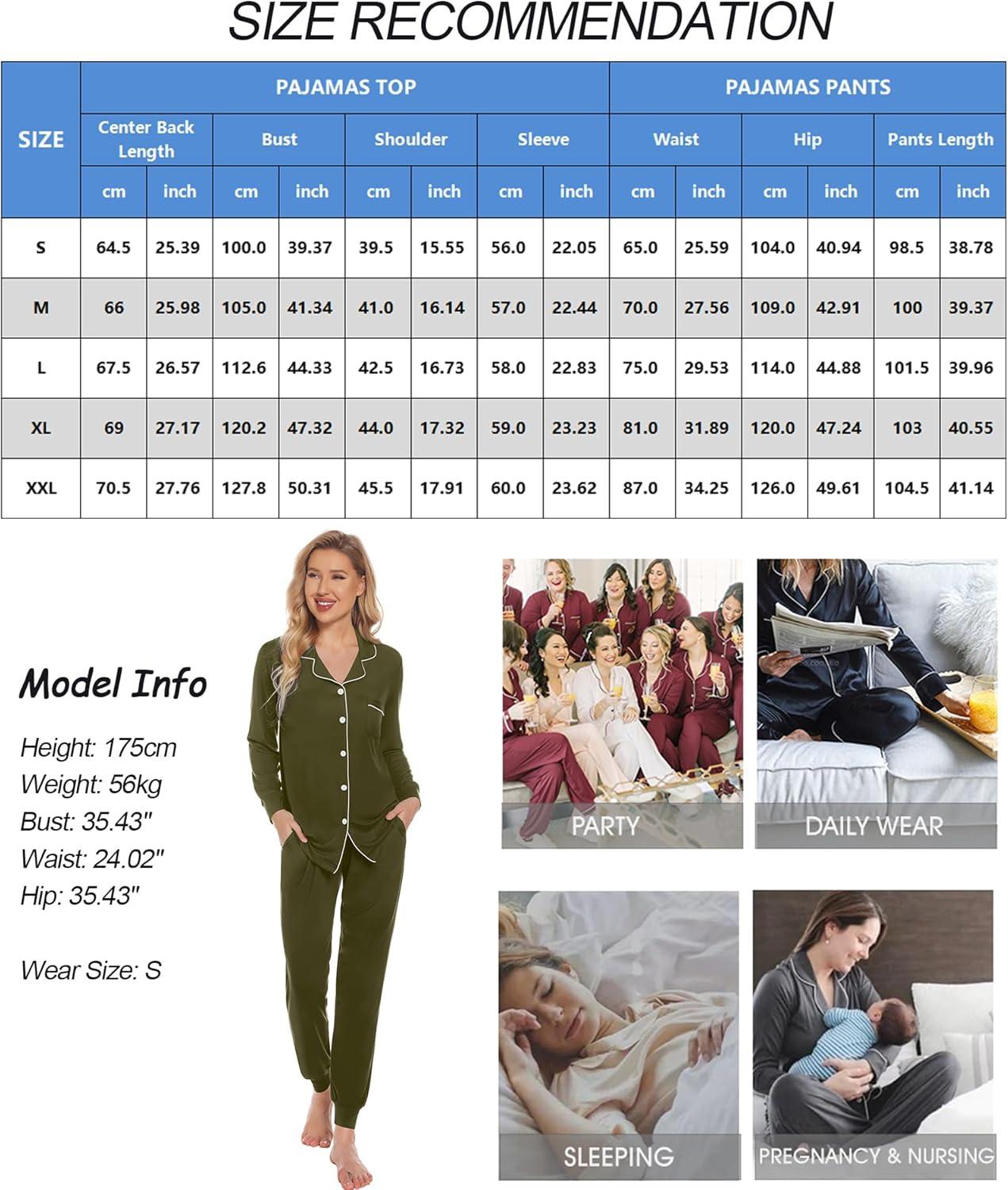 imageSWOMOG Womens Pajamas Set Long Sleeve Sleepwear Button Down Nightwear Soft Joggers PJs Sets with Pockets Lounge SetsArmy Green