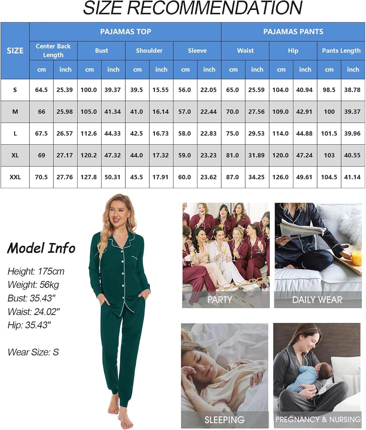 imageSWOMOG Womens Pajamas Set Long Sleeve Sleepwear Button Down Nightwear Soft Joggers PJs Sets with Pockets Lounge SetsDark Green