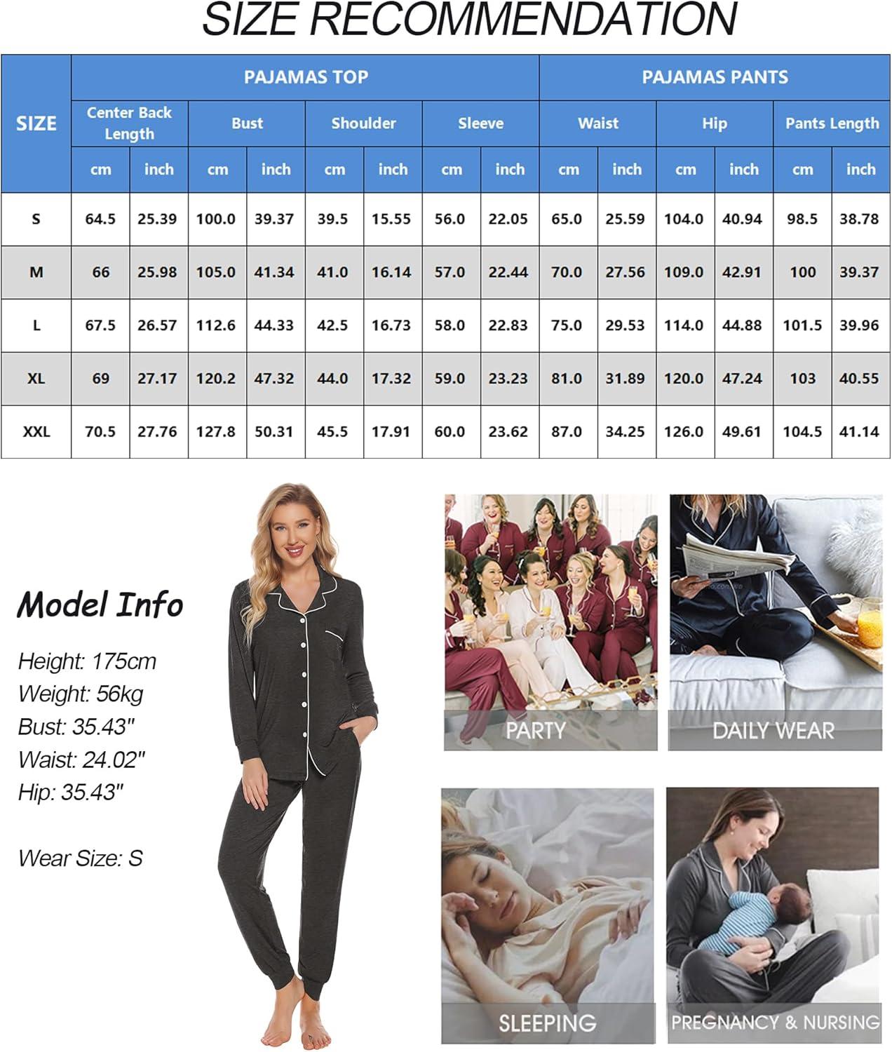 imageSWOMOG Womens Pajamas Set Long Sleeve Sleepwear Button Down Nightwear Soft Joggers PJs Sets with Pockets Lounge SetsDeep Grey