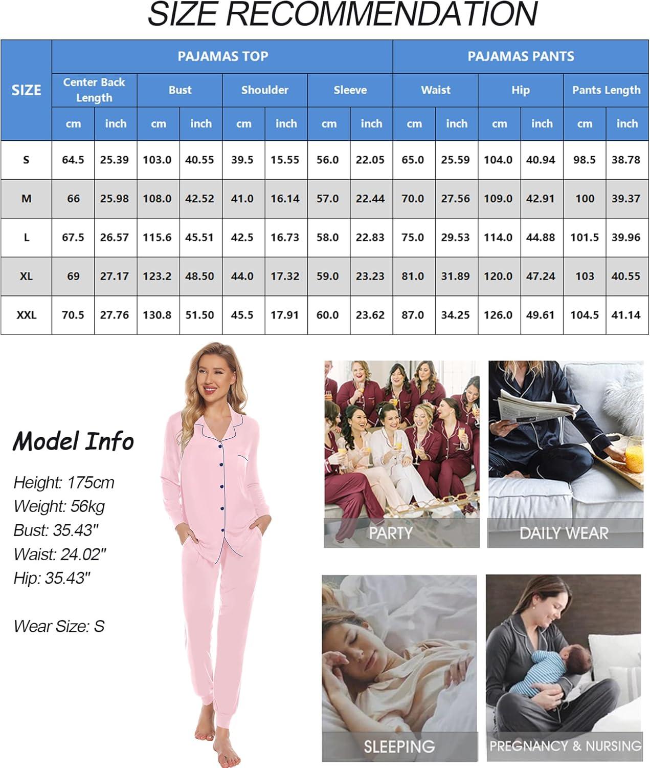 imageSWOMOG Womens Pajamas Set Long Sleeve Sleepwear Button Down Nightwear Soft Joggers PJs Sets with Pockets Lounge SetsPink