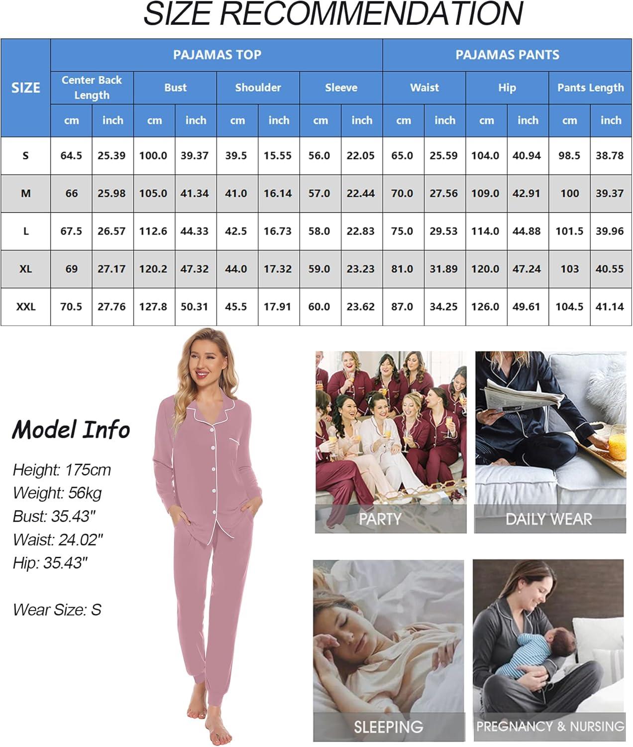 imageSWOMOG Womens Pajamas Set Long Sleeve Sleepwear Button Down Nightwear Soft Joggers PJs Sets with Pockets Lounge SetsTaro Purple