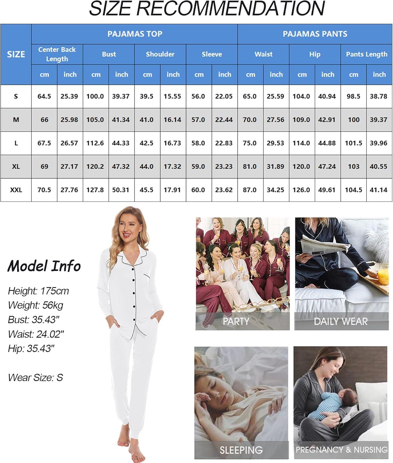 imageSWOMOG Womens Pajamas Set Long Sleeve Sleepwear Button Down Nightwear Soft Joggers PJs Sets with Pockets Lounge SetsWhite