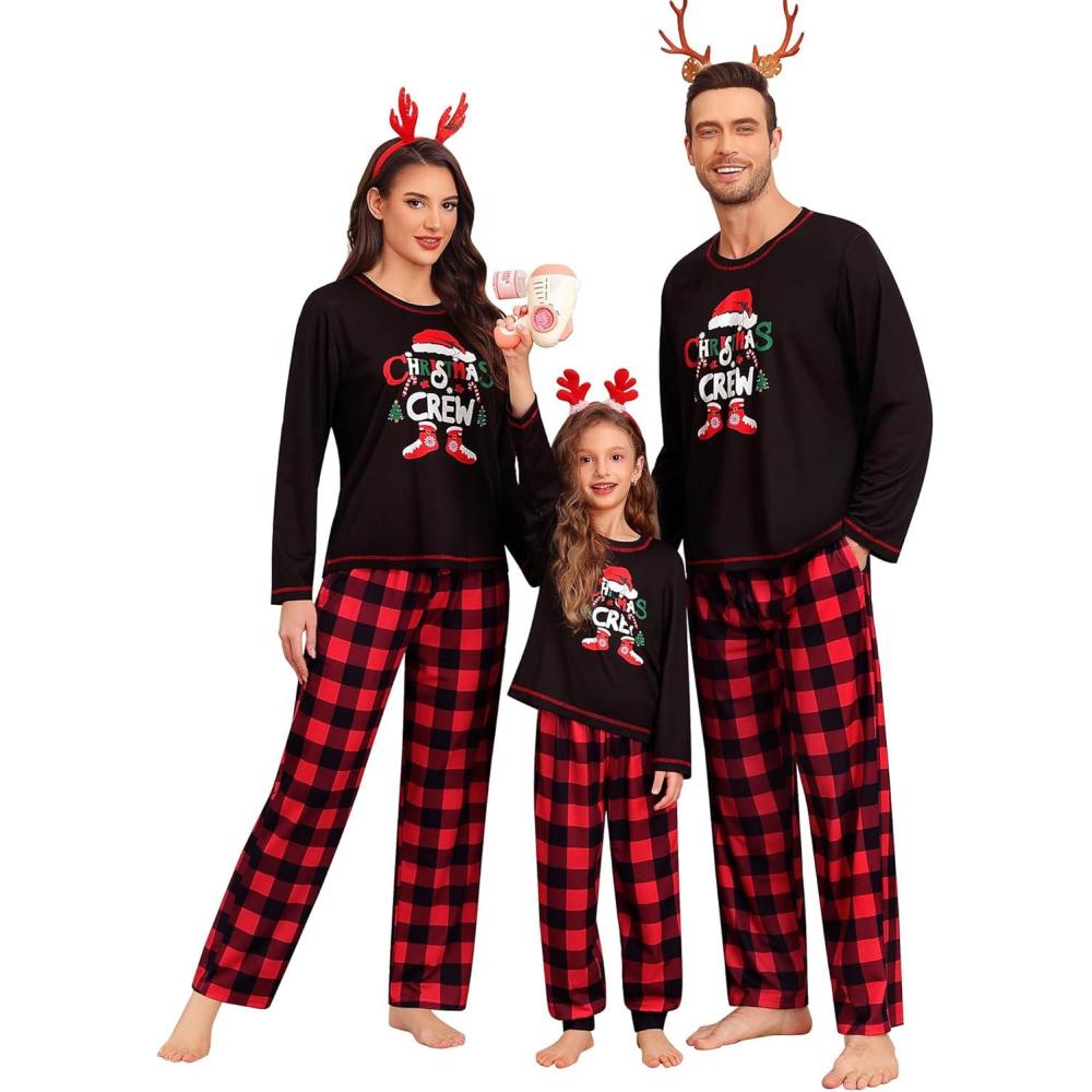 imageSWOMOG Family Christmas Pajamas Set Party Holiday Sleepwear Long Sleeve ButtonDown Loungewear SetRed Santa Clauspullover