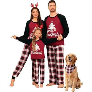 SWOMOG Family Christmas Matching Pajamas Sets Long Sleeve Pjs Holiday Sleepwear Women Men Soft Loungewear Set(Gray Black Plaid)