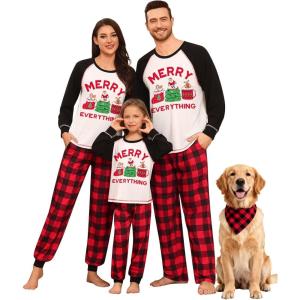 SWOMOG Family Christmas Matching Pajamas Sets Long Sleeve Pjs Holiday Sleepwear Women Men Soft Loungewear Set(Red Black Plaid)