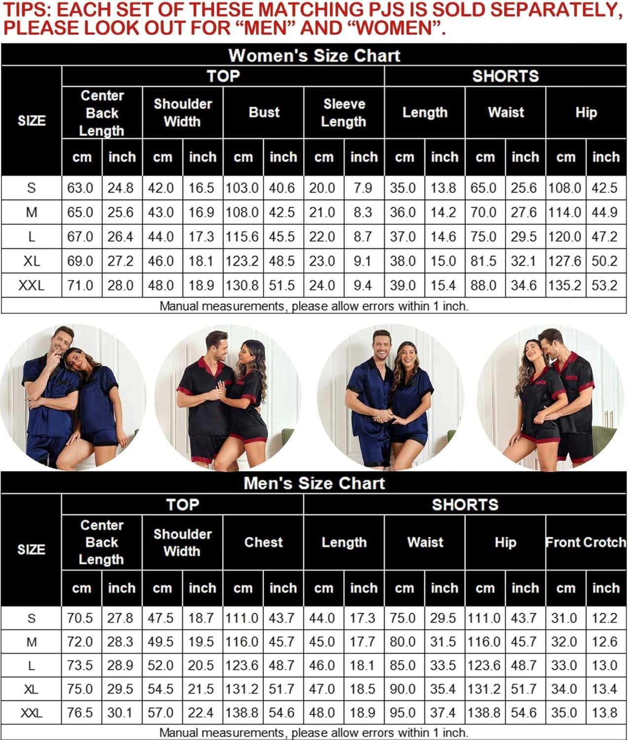 imageSWOMOG Couples Pajama Set Women amp Men Silk Satin Short Sleeve Set Top and Shorts Sleepwear Soft ButtonDown LoungewearDeep Grey