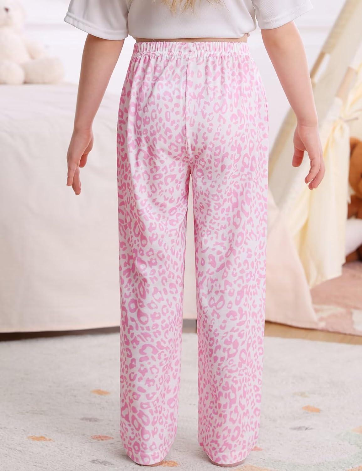 imageSWOMOG Girls Comfy Pajama Pants UltraSoft Long Lounge Pj Bottoms with Pockets for Lounge SleepoversPink Leopard