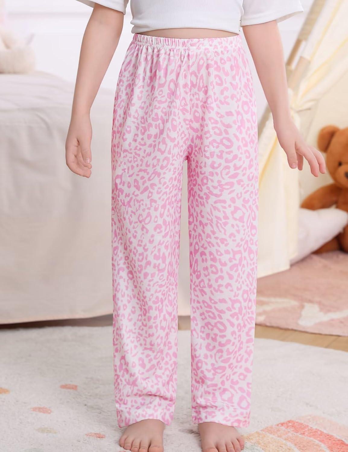 imageSWOMOG Girls Comfy Pajama Pants UltraSoft Long Lounge Pj Bottoms with Pockets for Lounge SleepoversPink Leopard