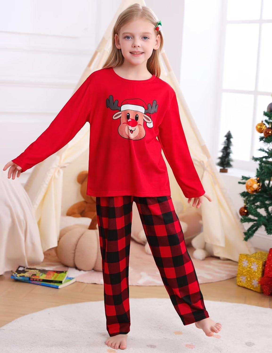 imageSWOMOG Girls Comfy Pajama Pants UltraSoft Long Lounge Pj Bottoms with Pockets for Lounge SleepoversRed Plaid