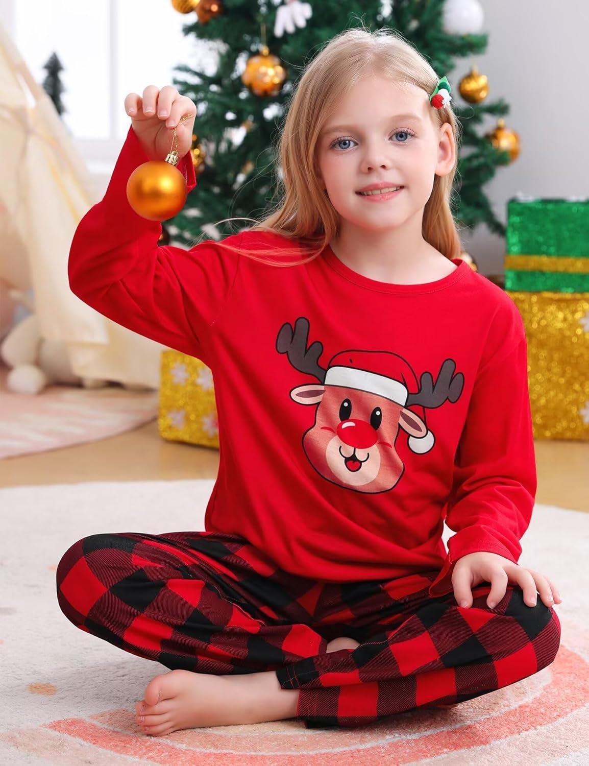 imageSWOMOG Girls Comfy Pajama Pants UltraSoft Long Lounge Pj Bottoms with Pockets for Lounge SleepoversRed Plaid
