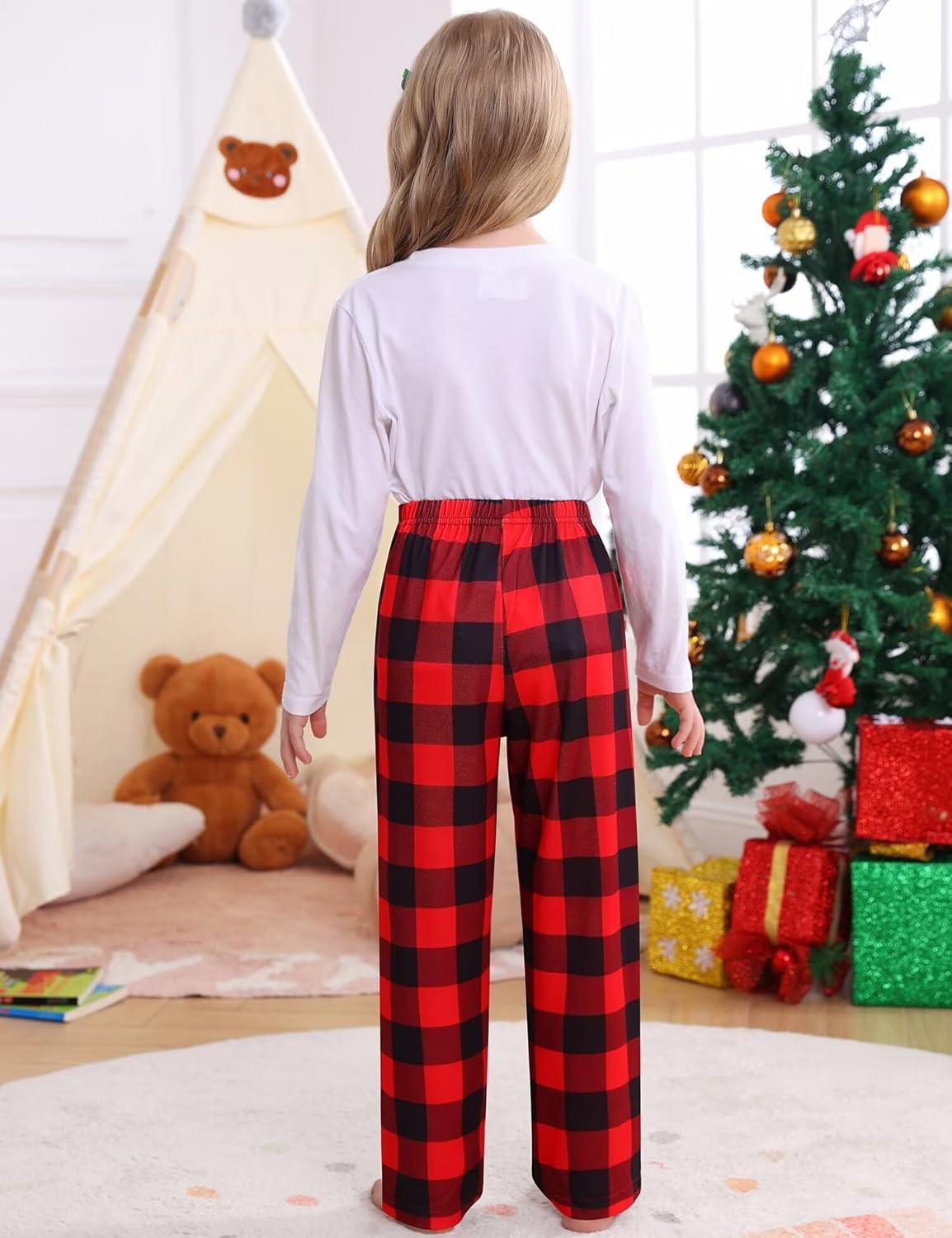 imageSWOMOG Girls Comfy Pajama Pants UltraSoft Long Lounge Pj Bottoms with Pockets for Lounge SleepoversRed Plaid