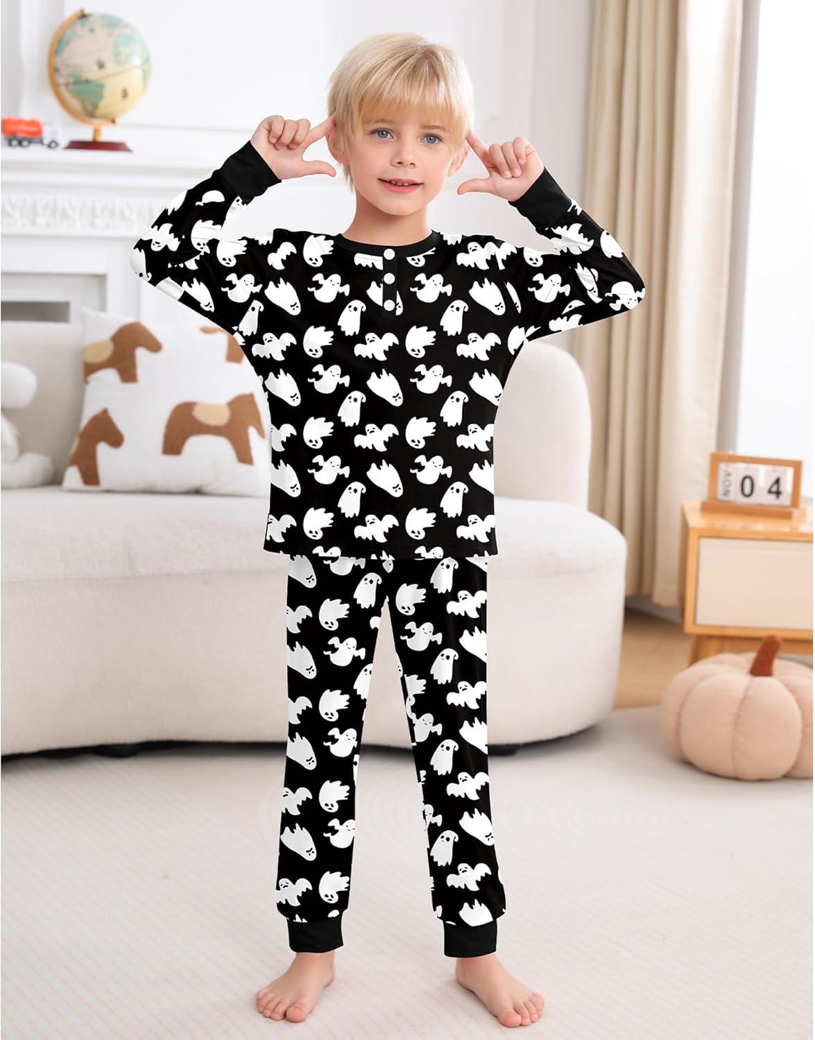 imageSWOMOG Girls Pajama Set Short Sleeve Tops amp Ruffled Shorts with Pocket 2 Piece Summer Pajamas for Kids Size 615Black Ghost