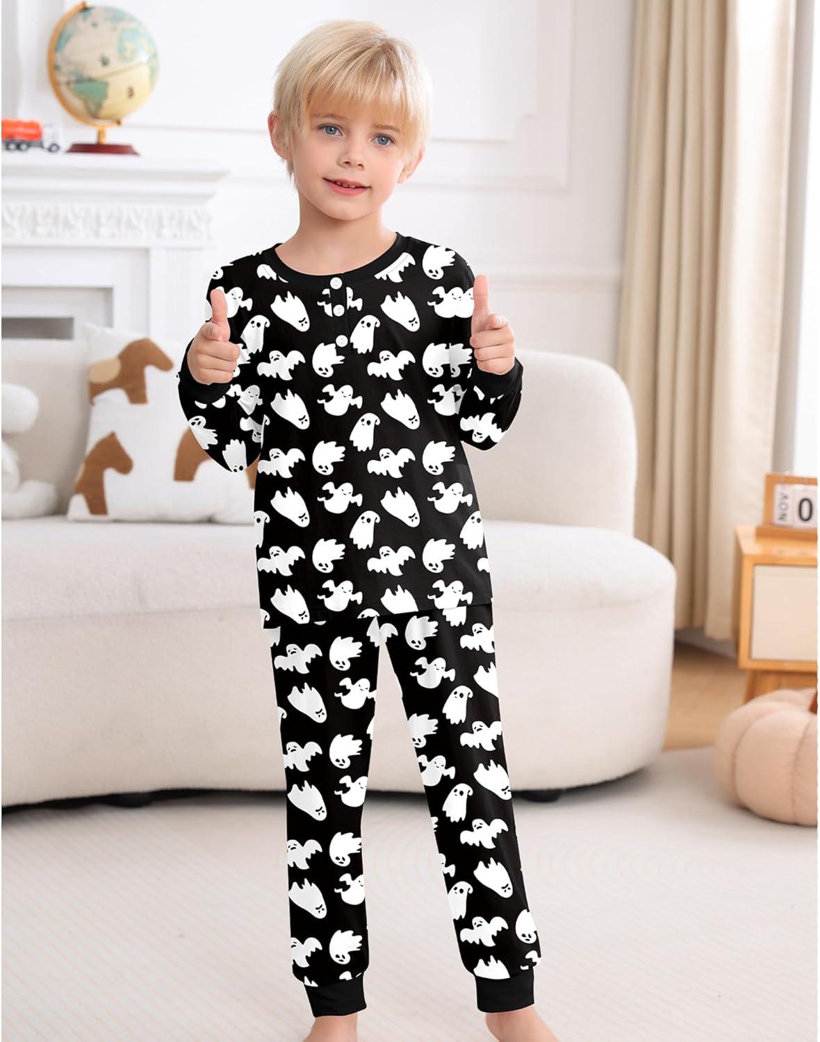 imageSWOMOG Girls Pajama Set Short Sleeve Tops amp Ruffled Shorts with Pocket 2 Piece Summer Pajamas for Kids Size 615Black Ghost