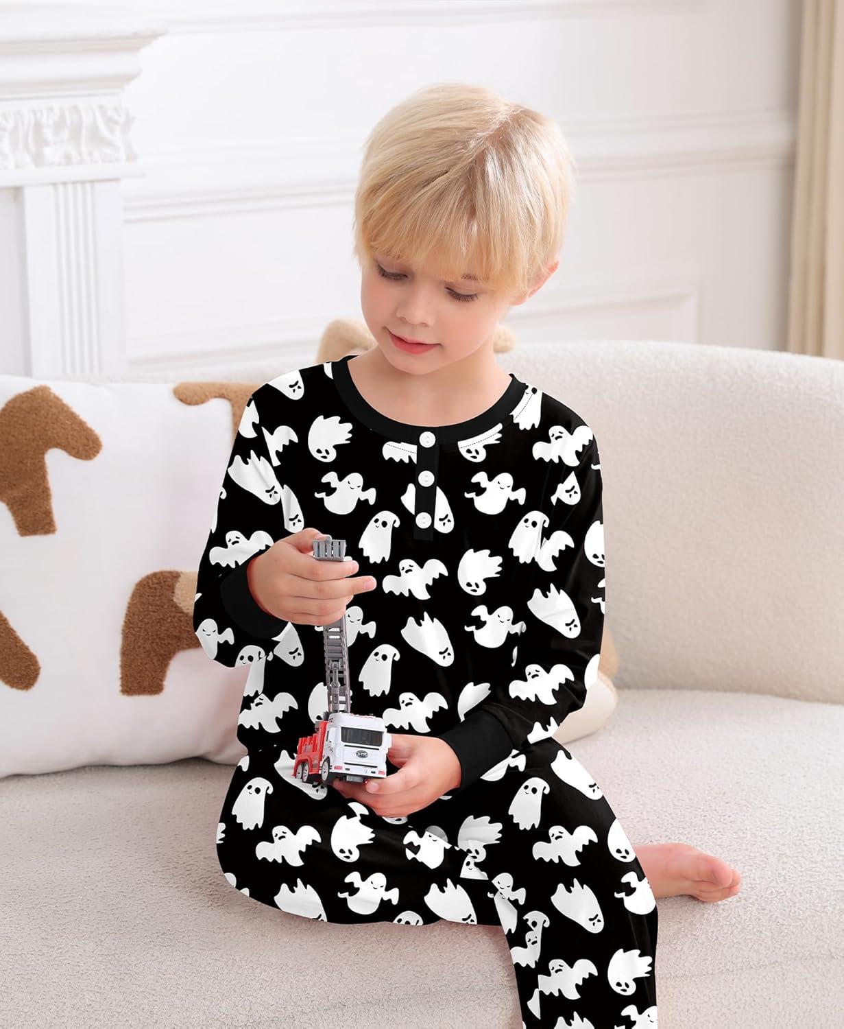 imageSWOMOG Girls Pajama Set Short Sleeve Tops amp Ruffled Shorts with Pocket 2 Piece Summer Pajamas for Kids Size 615Black Ghost