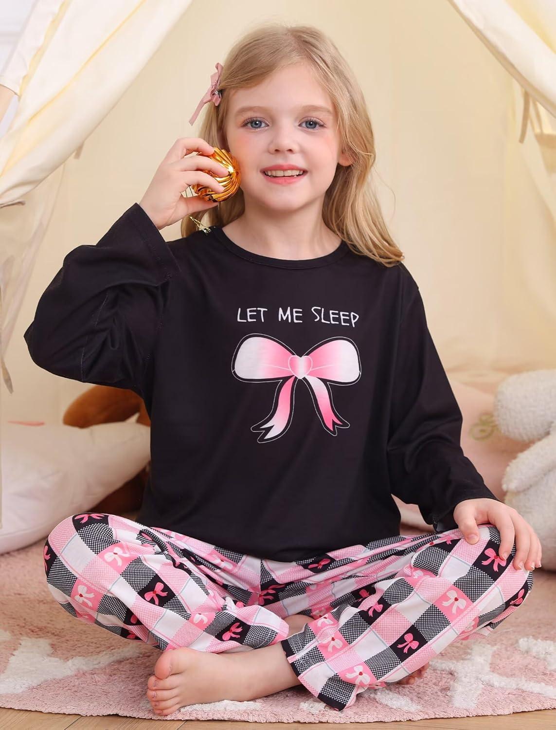 imageSWOMOG Girls Pajama Set Short Sleeve Tops amp Ruffled Shorts with Pocket 2 Piece Summer Pajamas for Kids Size 615Black Plaid