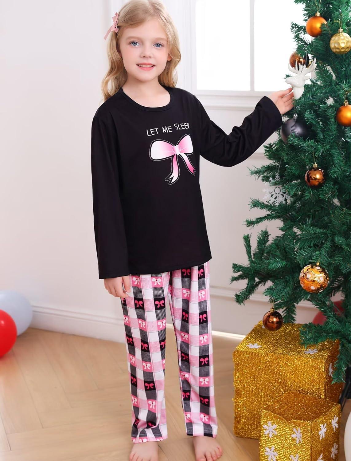 imageSWOMOG Girls Pajama Set Short Sleeve Tops amp Ruffled Shorts with Pocket 2 Piece Summer Pajamas for Kids Size 615Black Plaid