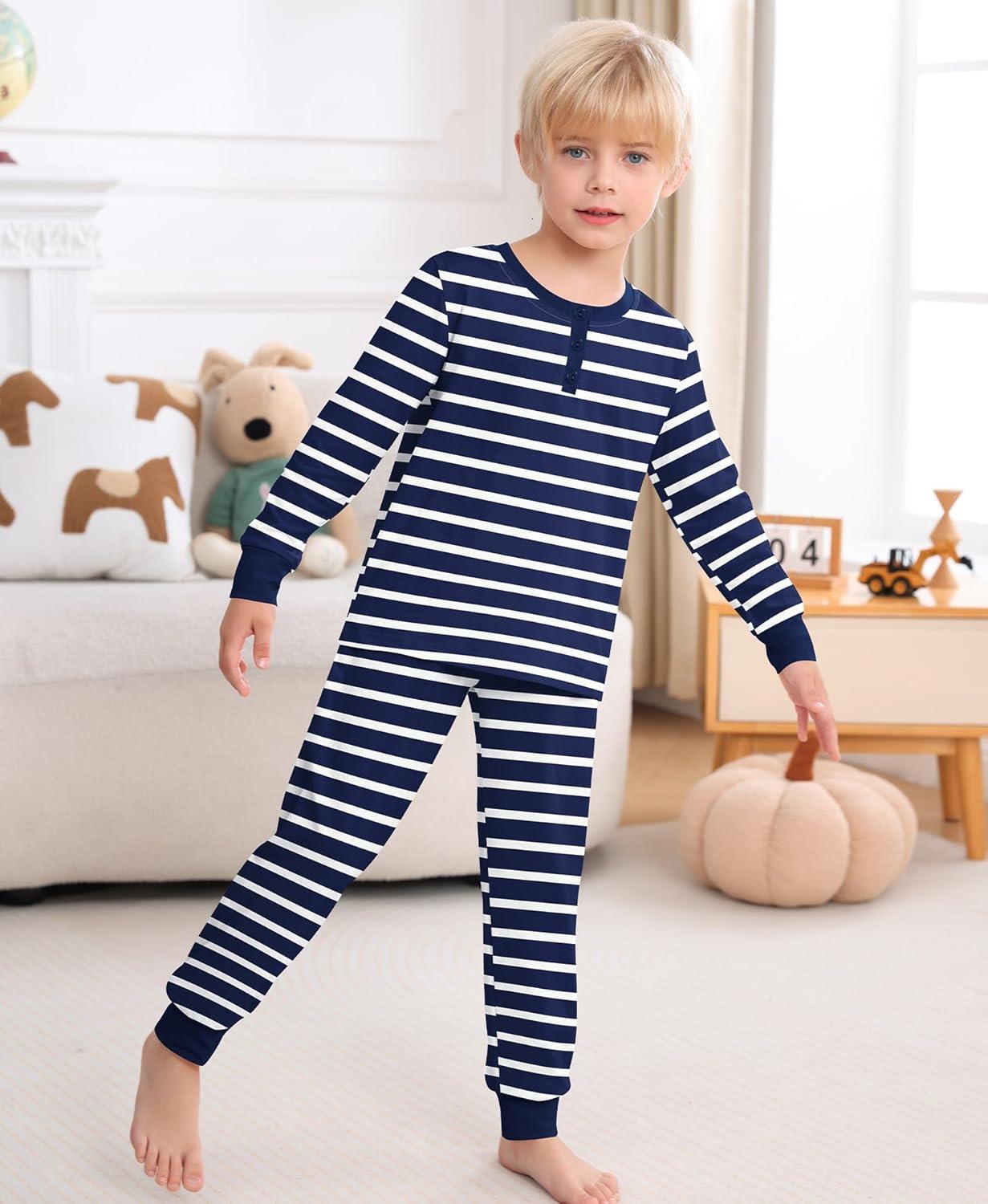 imageSWOMOG Girls Pajama Set Short Sleeve Tops amp Ruffled Shorts with Pocket 2 Piece Summer Pajamas for Kids Size 615Blue Stripe