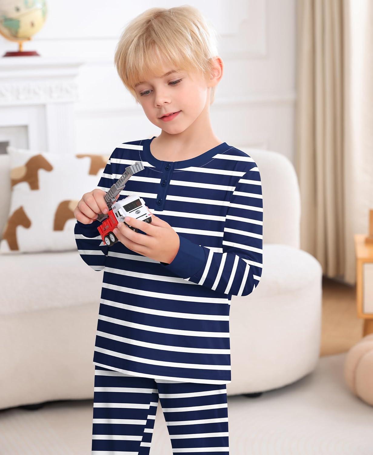 imageSWOMOG Girls Pajama Set Short Sleeve Tops amp Ruffled Shorts with Pocket 2 Piece Summer Pajamas for Kids Size 615Blue Stripe