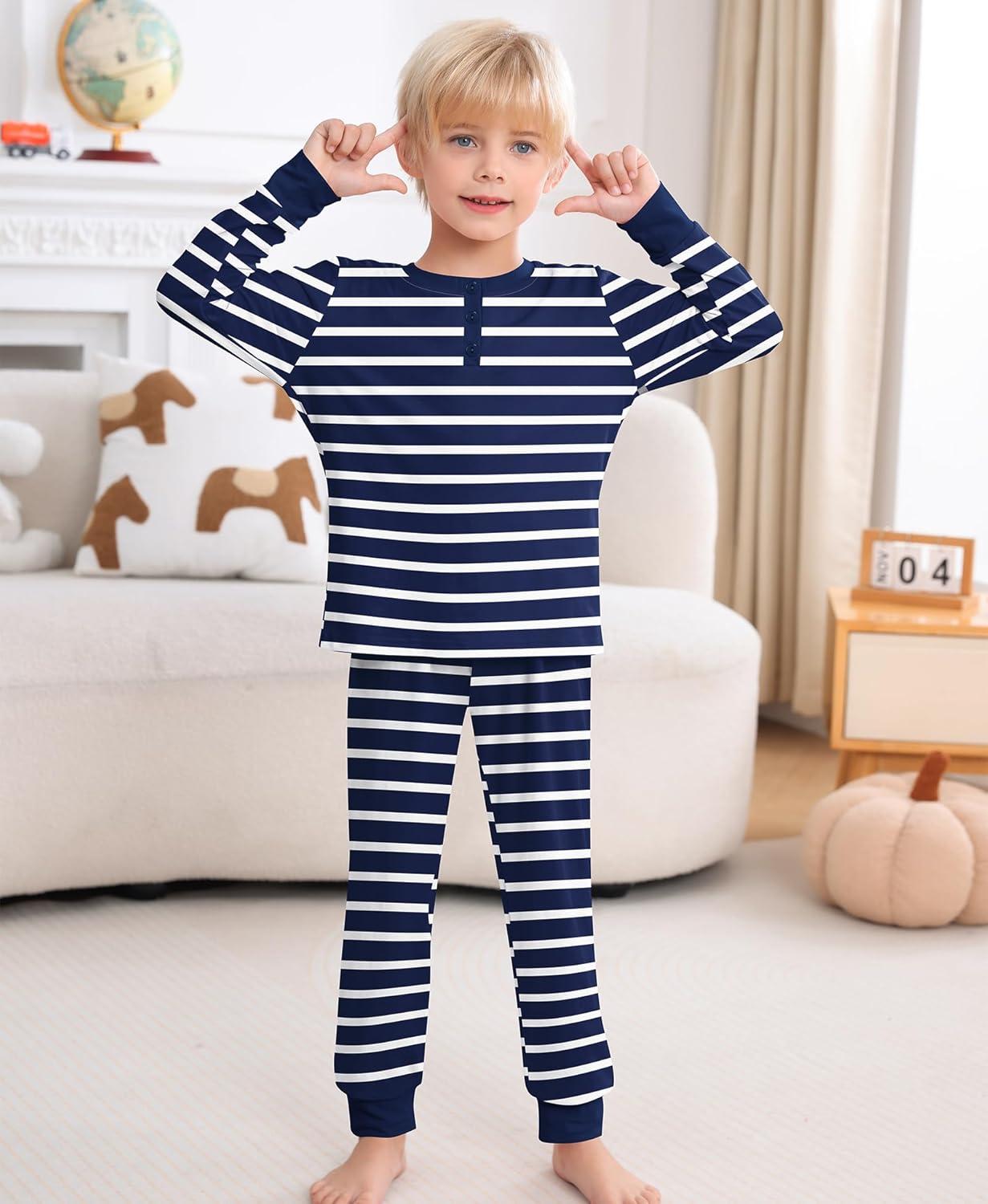 imageSWOMOG Girls Pajama Set Short Sleeve Tops amp Ruffled Shorts with Pocket 2 Piece Summer Pajamas for Kids Size 615Blue Stripe