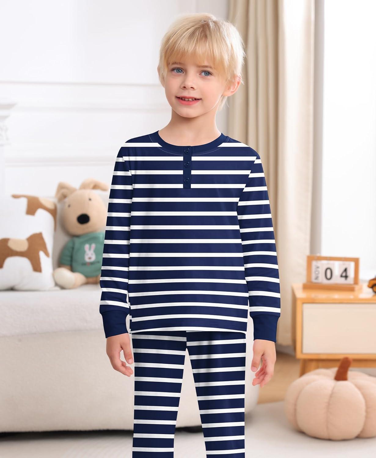 imageSWOMOG Girls Pajama Set Short Sleeve Tops amp Ruffled Shorts with Pocket 2 Piece Summer Pajamas for Kids Size 615Blue Stripe