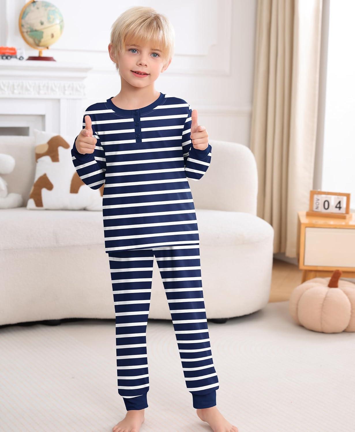 imageSWOMOG Girls Pajama Set Short Sleeve Tops amp Ruffled Shorts with Pocket 2 Piece Summer Pajamas for Kids Size 615Blue Stripe