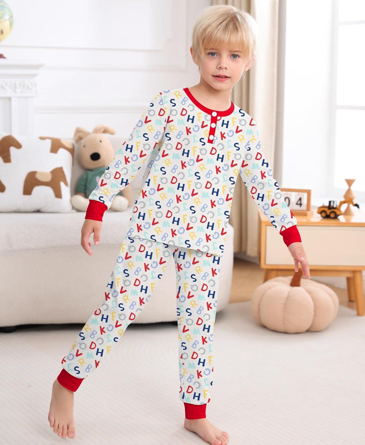 imageSWOMOG Girls Pajama Set Short Sleeve Tops amp Ruffled Shorts with Pocket 2 Piece Summer Pajamas for Kids Size 615Letter
