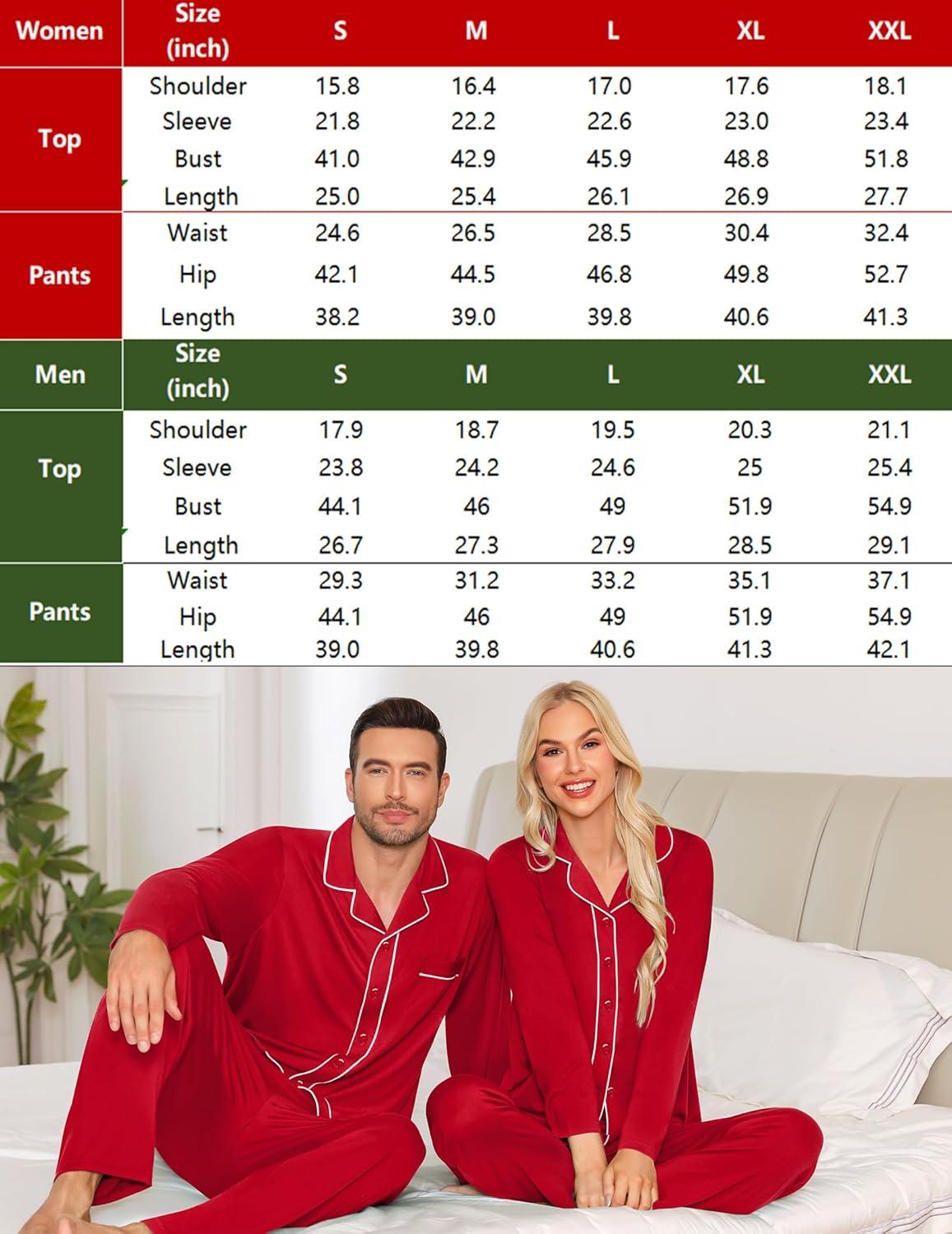 imageSWOMOG Matching Family Pajama Set Long Sleeve Christmas Pajama Button Down Holiday Sleepwear SetRed