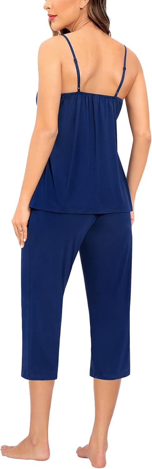 imageSWOMOG Maternity Nursing Robe Set 3 Piece Breastfeeding Pajamas 3 in 1 Labor Delivery Sleevless TopsampLong Pants Pregnancy PjsZ Capriberry Blue