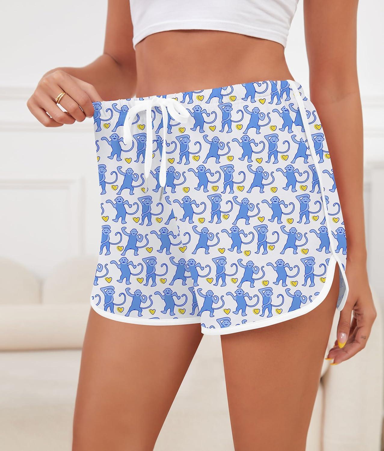 imageSWOMOG Womens Pajama Shorts Elastic Waist Sleep Shorts Women Comfy Lounge Pants Soft Pj Shorts with Pockets SXXLBlue Monkey