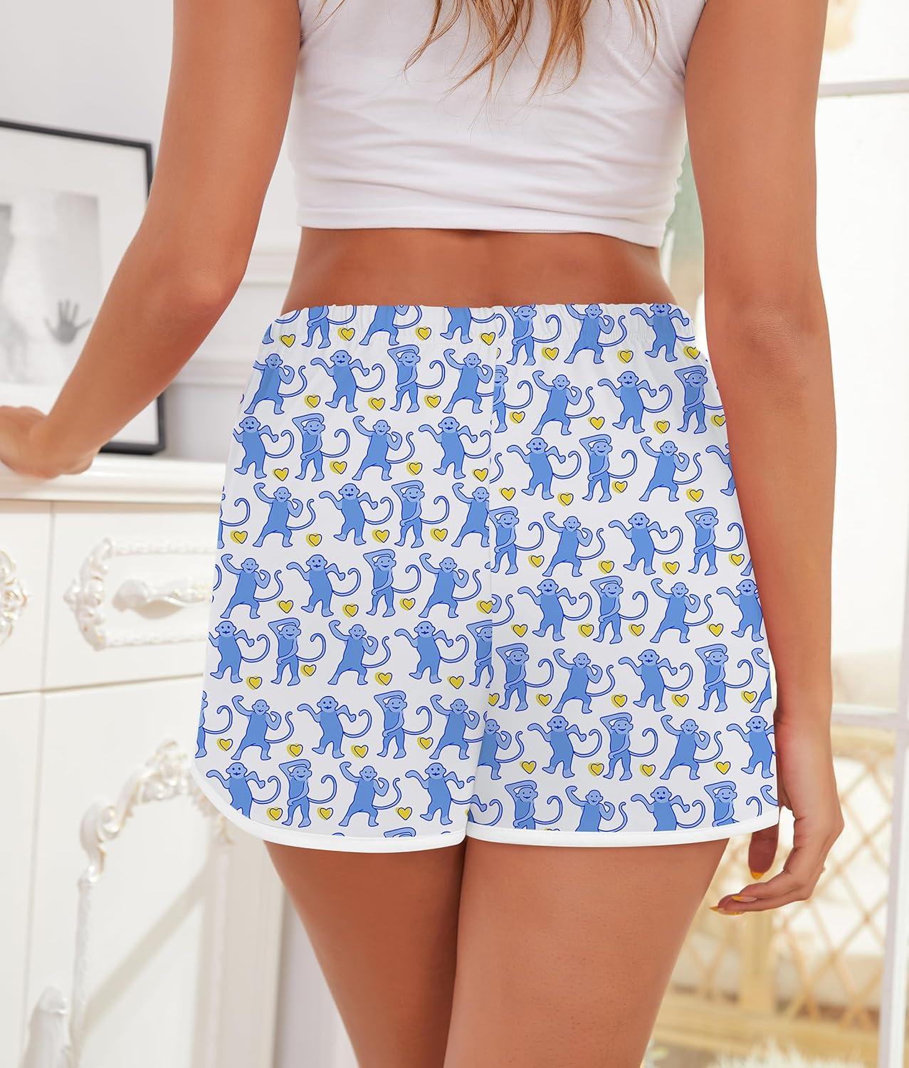 imageSWOMOG Womens Pajama Shorts Elastic Waist Sleep Shorts Women Comfy Lounge Pants Soft Pj Shorts with Pockets SXXLBlue Monkey